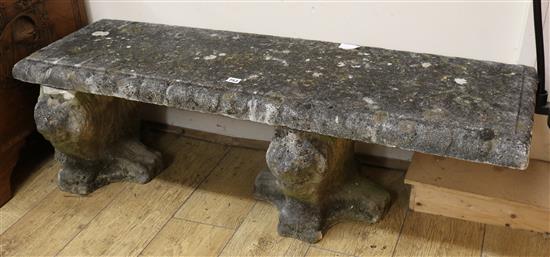 A stone garden bench W.127cm